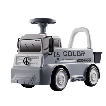 Mașinuță pentru copii, Cyrax, 3 ani, Model Camion, Sport, Claxon, Cutie Depozitare, 62x26x40 cm, Gri