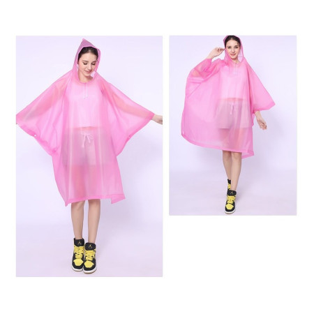Pelerina de Ploaie,  pentru Adulti, EVA, Tip Poncho, Impermeabila, Rezistenta la Vant, Capse Laterale, 160 g, Roz