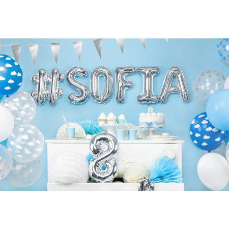 Balon Folie Metalizata Litera A, Cyrax, 40 cm, Umflati cu Heliu sau Aer, Ambalaj Individual, Pai inclus, Argintiu