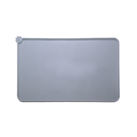 Covoras din silicon pentru animale  pentru bol de apa si mancare, antiderapant, margini ridicate pentru a mentine apa, 48.5x30 cm, Gri