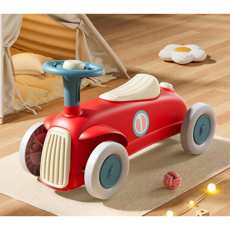Masinuta Ride-On Cyrax, cu Sistem Anti-Rasturnare, Claxon pe Volan, 1-6 Ani, 60 x 28 x 34 cm, Rosu-Crem