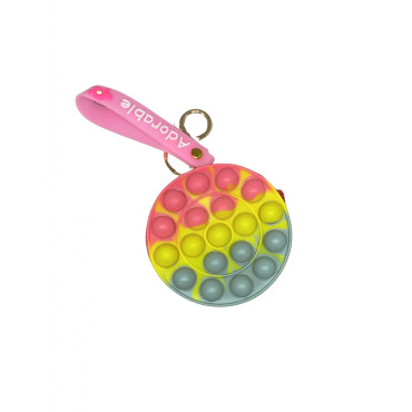 Jucarie antistres din silicon, Cyrax, Pop It Now and Flip It, Portofel rotund, Roz/Gri