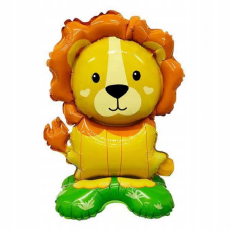 Balon din Folie Metalizata, Cyrax, Mini Figurine Animalute, Model Leu, Tematica Aniversare, 39x58 cm, Ambalaj Individual, Pai Inclus, Umflare cu Aer sau Heliu, Multicolor