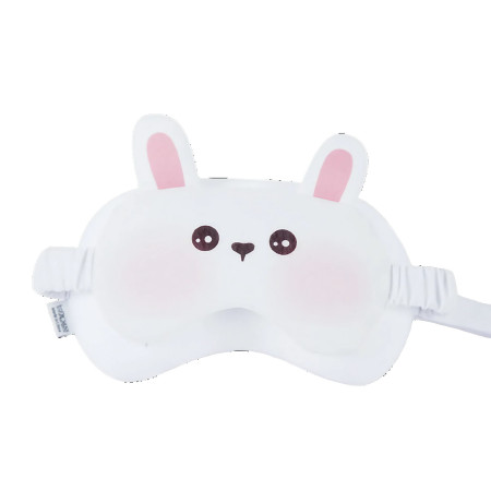 Masca de dormit, Cyrax, 2 in 1, cu Tetiera, din Particule de Spuma si Bumbac, Model Iepure, Alb