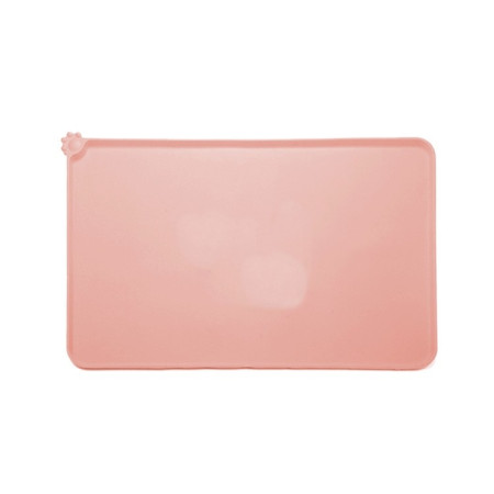 Covoras din silicon pentru animale  pentru bol de apa si mancare, antiderapant, margini ridicate pentru a mentine apa, 48.5x30 cm, Roz