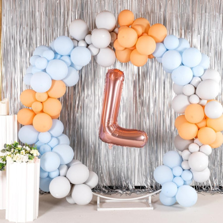 Balon Folie Metalizata Litera L, Cyrax, 80 cm, Umflati cu Heliu sau Aer, Ambalaj Individual, Pai inclus, Rose Gold