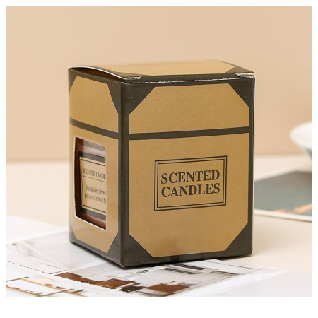 Lumanare Parfumata,  Model Pahar Transparent, cu Ulei Esential, 4.8 x 5.4 x 5.5 cm, Aroma de Portocala, Portocaliu