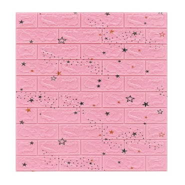 Set 10 Placi Tapet 3D,  70 x 77 cm, Grosime 3 mm, din Polietilena, Tip Caramida, Model Stele, Suprafata acoperita 5.3 mp, Roz