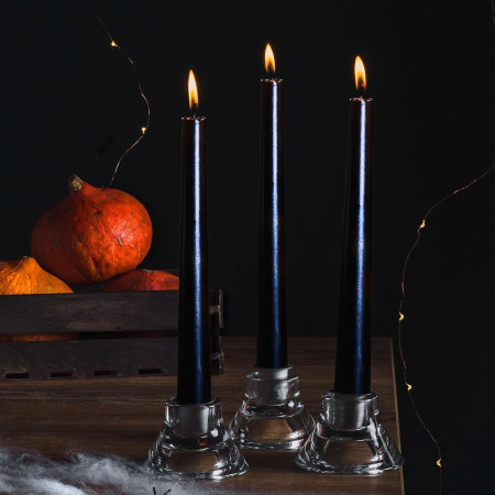 Lumanare Decorativa,  pentru Masa, 25 cm, din Parafina, fara Fum, Ardere 7.5h, Negru