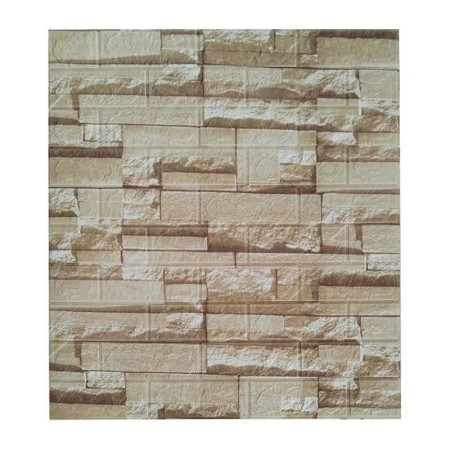 Set 10 Placi de Tapet,  Autoadezive, 70 x 77 cm, 2.5 mm Grosime, Suprafata Acoperita 5.3 mp, din PVC, Model Piatra, Bej