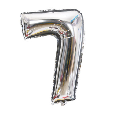 Balon din Folie Cyrax, Cifra 7, 81 cm, Pentru Aer sau Heliu, Bulk, Argintiu