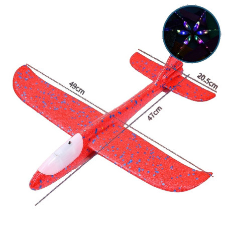 Avion Planor Cyrax, cu Lumini pe Toata Lungimea, din Poliester, 48 cm, Rosu