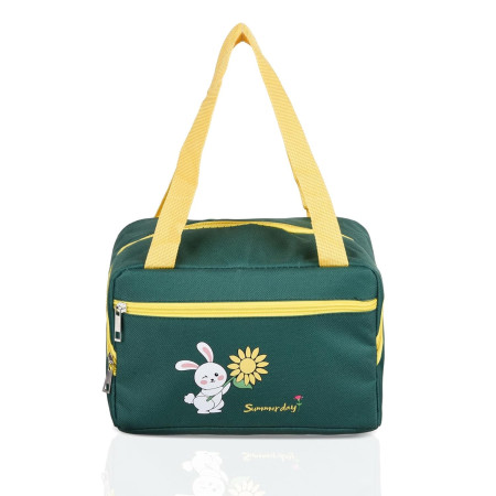 Geanta Termo-Izolanta, Cyrax, Compartimente Telefon si Tacamuri, Multifunctionala, Impermeabila, 30x21x20 cm, Design Iepuras, Verde