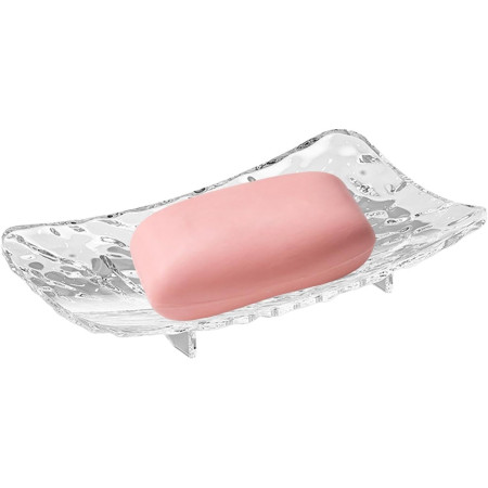 Savoniera din Plastic  11 x 8 cm, cu Scurgere Apa, Design Modern, Transparent
