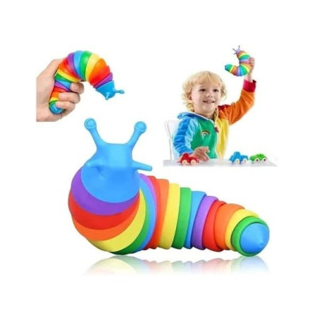 Jucarie senzoriala pentru copii, Cyrax, melc, cu articulatii si lumini, 19 cm, multicolor