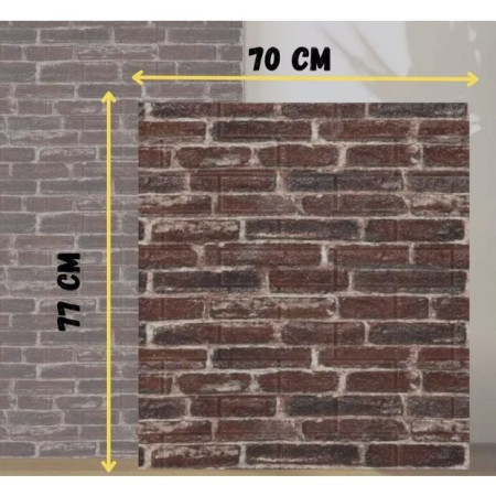 Set 10 Placi de Tapet,  Autoadezive, 70 x 77 cm, 4 mm Grosime, Suprafata Acoperita 5.3 mp, din PVC, Model Caramida Rosie, Caramiziu