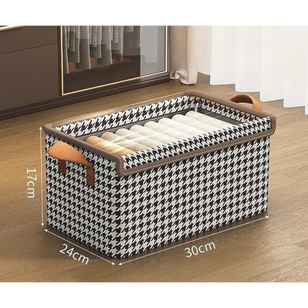 Cutie Depozitare,  Capac Transparent, Model In Carouri, Model Mic, Maro