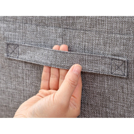 Cutie de Depozitare Pliabila,  24 L, din Bumbac si In, 40x30x20 cm, Fereastra Frontala, 2 Usi de Acces cu Fermoar Bidirectional, Cadru Metalic, Suport Baza Stabil din Plastic, Gri