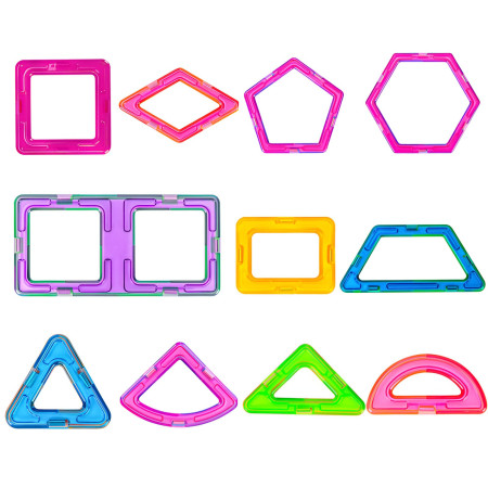 Set 60 Piese Magnetice de Constructie, Cyrax, Piese Mari, Magnetic Blocks, Forme Geometrice, 3 Ani, ABS, Magnet, 22 x 17.2 x 8.5 cm, Multicolor
