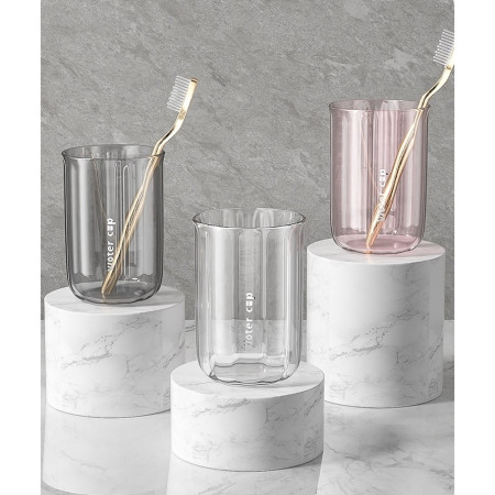 Cana de Apa pentru Clatit,  pentru Periuta de Dinti, 200 ml, 10.4 x 7.3 cm, Gri Transparent