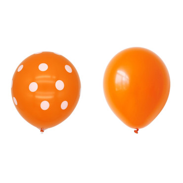 Set 10 Baloane din Latex, Cyrax, Model Party cu Buline si Simple, 30 cm, Portocaliu, 2.8 g