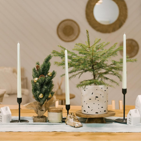 Lumanare Decorativa,  pentru Masa, 25 cm, din Parafina, fara Fum, Ardere 7.5h, Alb