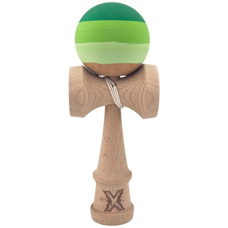 Kendama X Originala, Profesionala, Cyrax, din Lemn, Rubber Grip, 18 cm, Verde in 3 Culori