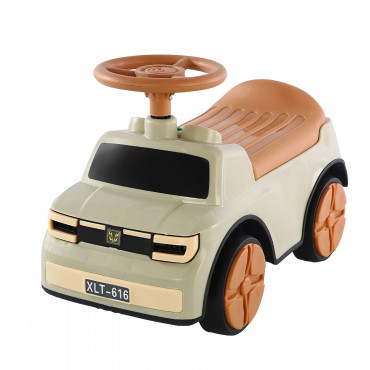 Masinuta Ride-On Cyrax, cu Sistem Anti-Rasturnare, Sistem de Lumini si Muzica, Cutie de Depozitare, 1-6 Ani, 58 x 28 x 37 cm, Maro