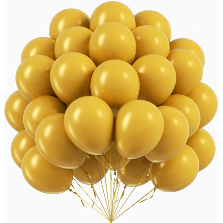 Set 12 Baloane, Cyrax, din Latex Standard, 13 cm, Galben Mustar