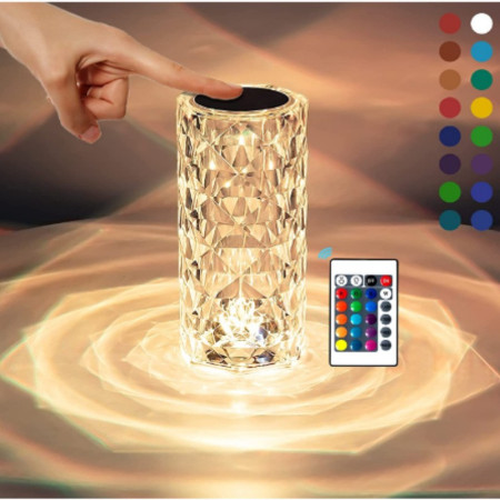 Lampa de birou pe LED RGB,  dimmer tactil, 3 nivele de intensitate, Cristal Acrilic, cu telecomanda
