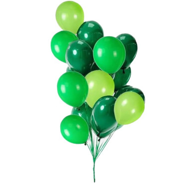 Set 10 Baloane din Latex, Cyrax, Model Party, 30 cm, Verde Diferite Nuante, 2.8 g