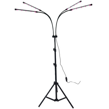 Lampa UV pentru cresterea plantelor,  4 capete, putere 30W, 108 LED-uri Lampa cu lumina Ultra-Violet, Lampa cu Picior Ajustabil pana la 2 m, Lumina UV Alb Rece