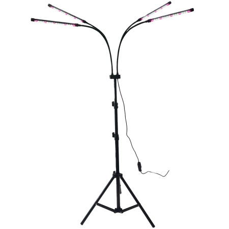 Lampa UV pentru cresterea plantelor,  4 capete, putere 30W, 108 LED-uri Lampa cu lumina Ultra-Violet, Lampa cu Picior Ajustabil pana la 2 m, Lumina UV Alb Rece
