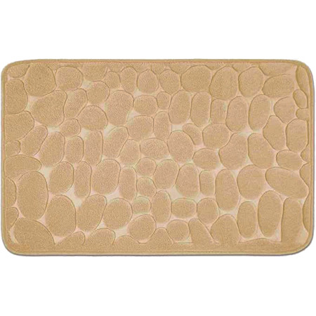 Covoras pentru Baie Antiderapant,  Uscare Rapida, Model 3D Piatra, 40x60 cm, Bej