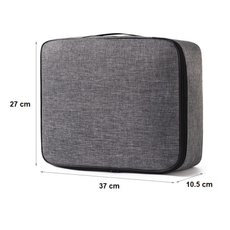Geanta pentru Depozitare Acte si Documente,  1 Compartiment mare cu Curele Interioare, Impermeabila, 37 x 10.5 x 27 cm, Gri
