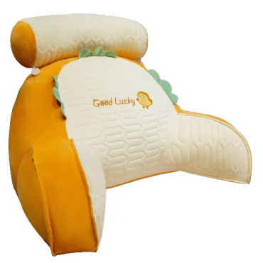 Perna Multifunctionala,  Spatar pentru Pat, Protectie Lombara, Marime Medie, 60 x 40 cm, din Latex, Model Pui, Portocaliu