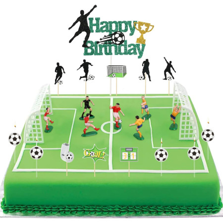 Set 5 Lumanari de Tort, Cyrax, Model Mingi de Fotbal, 3.5 cm, din Ceara, Alb/Negru