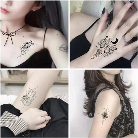 Set 30 Tatuaje Temporare, Cyrax, pe Baza de Apa, Model 6, Negru
