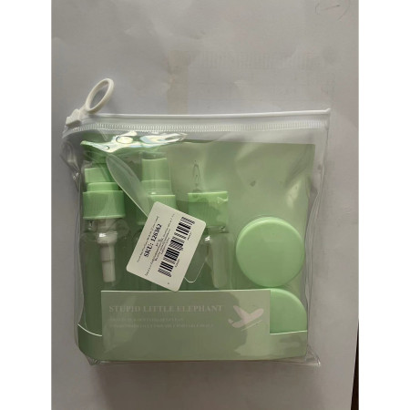 Set Recipiente pentru Cosmetice, Cyrax, 5 Piese, cu Gentuta, pentru Calatorii, Reutilizabile, Verde, Material Plastic, 40 ml, 10g