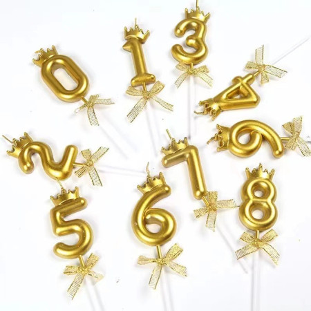 Lumanare pentru Tort Cifra 3, Model Coroana, Gold, Cyrax, Party