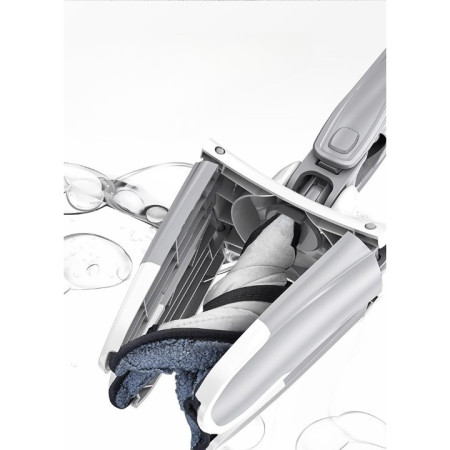 Set Mop Plat + Galeata,  cu Sistem de Stoargere, Lungime Telescopica 140 cm, Argintiu/Galben