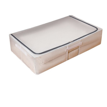 Cutie de Depozitare,  pentru Haine, Incaltaminte, din Plasa PVC Impermeabila si Manere Laterale, Pliabila, Fermoar Bidirectional, 80 x 47 x 18 cm, Transparenta