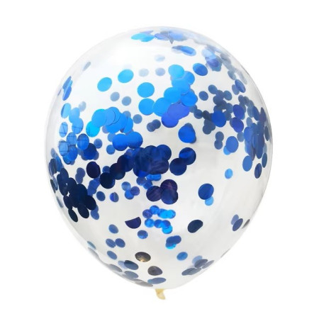 Set 10 Baloane din Latex, Cyrax, Model Party Confetti, 5 x Confetti, 5 x Albastru, 25 cm, 2.2g