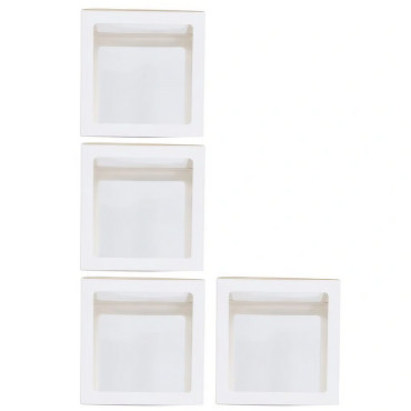 Set 4 Cutii pentru Baloane, Cyrax, Model Simplu, Tematica Aniversare, Cuburi Decorative din Plastic, Accesorii pentru Petrecere, 30 x30 cm, Transparente Contur Alb