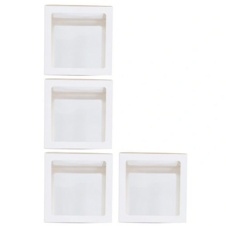 Set 4 Cutii pentru Baloane, Cyrax, Model Simplu, Tematica Aniversare, Cuburi Decorative din Plastic, Accesorii pentru Petrecere, 30 x30 cm, Transparente Contur Alb