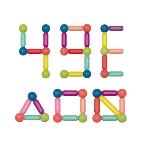 Set 42 piese magnetice de constructie, Cyrax, Forme geometrice, Multicolor