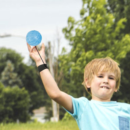 Jucarie Interactiva, Cyrax, Minge Saltareata Crystal Ball, cu Banda Elastica, 6 cm, +7 Ani, din Plastic, Albastru