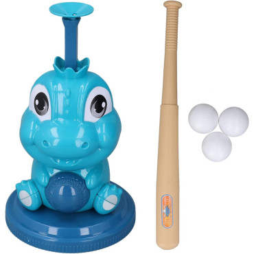 Set de Baseball 5 Piese pentru Copii, Cyrax, Jucarie Dinosaur Press, 14x23 cm, Verde/Albastru