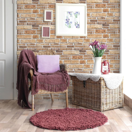 Set 10 Placi Tapet 3D,  30 x 30 cm, din PVC, Tip Piatra, Suprafata acoperita 0.9 mp, Autoadeziv, Bej