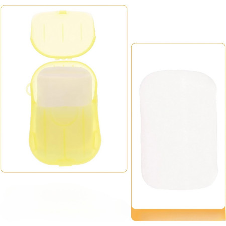 Mini Cutie de Sapun din Hartie,  de Unica Folosinta, Portabila, Potrivit pentru Calatorii, 20 foite, Galben
